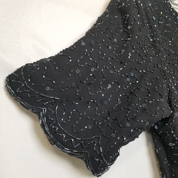 Life & Style New York Formal Silk Beaded Sequin Tiered Formal Party Dress Sz L - Picture 5 of 9